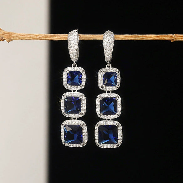 Women's Shiny Square Copper Zircon Geometric Earrings