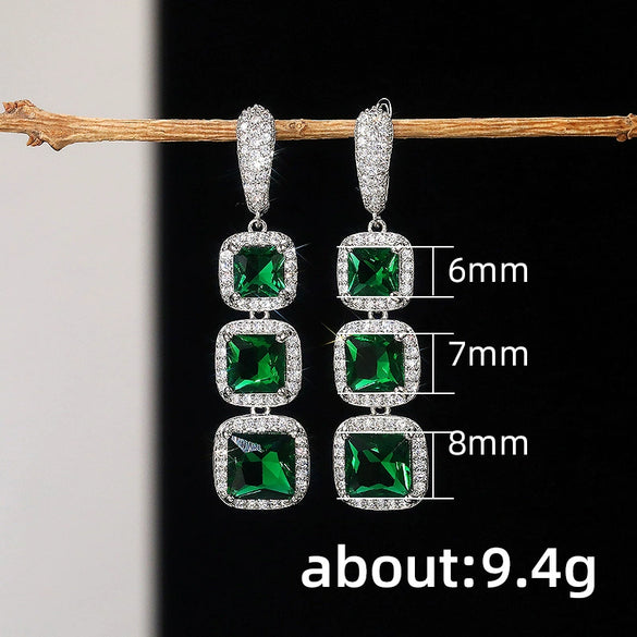 Women's Shiny Square Copper Zircon Geometric Earrings
