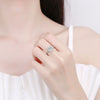 Women's Silver Adjustable Open Ring With Square Geometric High Carbon Stone Micro Set Electroplated Finish