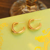 Women's 925 Silver And 18K Gold Electroplated Geometric Cshaped Twisted Matte Cross Earrings