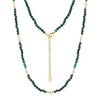 Women's Silver Ball Chain Natural Freshwater Pearl And Malachite Beaded Necklace Geometric Style Jewelry