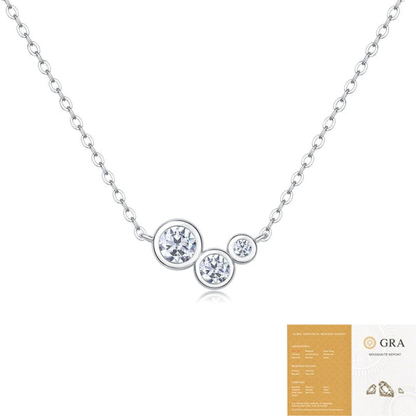 Women's 925 Silver Clavicle Chain With Moissanite Inlay And Geometric Pattern