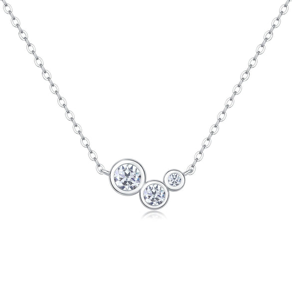 Women's 925 Silver Clavicle Chain With Moissanite Inlay And Geometric Pattern