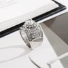 Women's Silver Color Alloy Geometric Ring With White Zircon Inlay Electroplated Luxury Fashion Jewelry