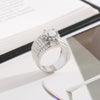 Women's Silver Color Alloy Geometric Ring With White Zircon Inlay Electroplated Luxury Fashion Jewelry