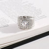 Women's Silver Color Alloy Geometric Ring With White Zircon Inlay Electroplated Luxury Fashion Jewelry