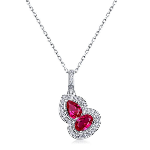 Women's 925 Silver Cultivated Color Treasure Diamond Inlay Geometric Gourd Clavicle Necklace Light Luxury Fashion