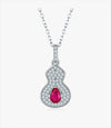 Women's 925 Silver Cultivated Color Treasure Diamond Inlay Geometric Gourd Clavicle Necklace Light Luxury Fashion