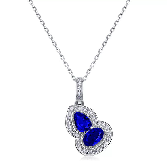 Women's 925 Silver Cultivated Color Treasure Diamond Inlay Geometric Gourd Clavicle Necklace Light Luxury Fashion