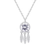 Women's Silver Dream Catcher Pendant Necklace With Moissanite Inlay Light Luxury Geometric Clavicle Chain