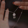 Women's Silver Dream Catcher Pendant Necklace With Moissanite Inlay Light Luxury Geometric Clavicle Chain