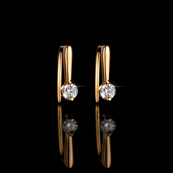 Women's 925 Silver Earrings With Leaf Pattern And Diamond Design