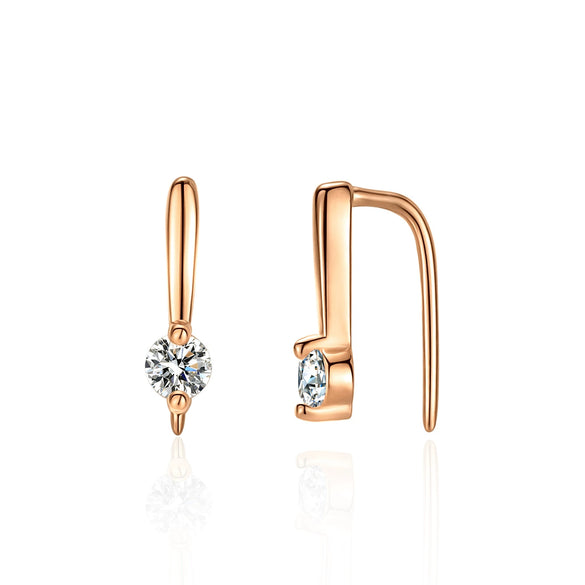 Women's 925 Silver Earrings With Leaf Pattern And Diamond Design