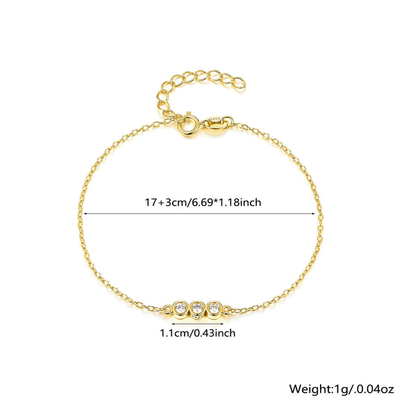 Women's 925 Silver Fashion Geometric Round Zircon Bracelet With Diamond Design