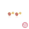 Women's 925 Silver Flower Inlaid Colorful Zircon Electroplated Earrings