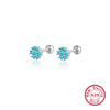 Women's 925 Silver Flower Inlaid Colorful Zircon Electroplated Earrings