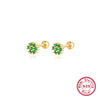 Women's 925 Silver Flower Inlaid Colorful Zircon Electroplated Earrings