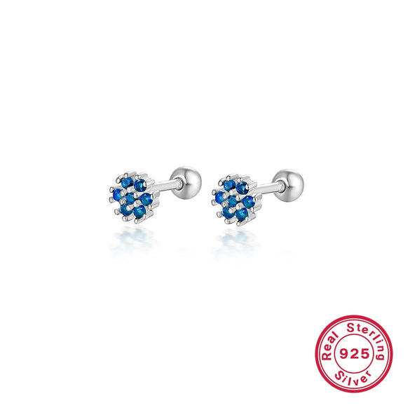 Women's 925 Silver Flower Inlaid Colorful Zircon Electroplated Earrings
