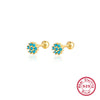 Women's 925 Silver Flower Inlaid Colorful Zircon Electroplated Earrings