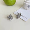 Women’s Silver Geometric Bubble Ball Statement Earrings With Electroplated Finish And Beaded Design