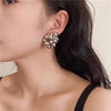 Women’s Silver Geometric Bubble Ball Statement Earrings With Electroplated Finish And Beaded Design