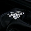 Women's Silver Geometric Classic Sixclaw Ring With Diamond