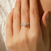 Women's Silver Geometric Classic Sixclaw Ring With Diamond