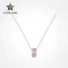 Women's 925 Silver Geometric Cross Chain Clavicle Necklace With Pink Zircon Pendant And Electroplating Design