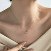 Women's 925 Silver Geometric Cross Chain Clavicle Necklace With Pink Zircon Pendant And Electroplating Design