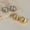 Women's 925 Silver Geometric Cshaped Pleated Metal Electroplated Earrings