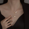 Women's Silver Geometric Imitation Pearl Pendant Necklace With Tassel Detail Cross Chain And Electroplated Light Luxury Design