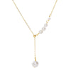Women's Silver Geometric Imitation Pearl Pendant Necklace With Tassel Detail Cross Chain And Electroplated Light Luxury Design