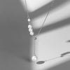 Women's Silver Geometric Imitation Pearl Pendant Necklace With Tassel Detail Cross Chain And Electroplated Light Luxury Design