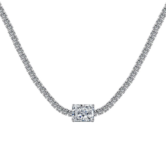 Women's 925 Silver Geometric Light Luxury Style Electroplated Clavicle Chain Necklace