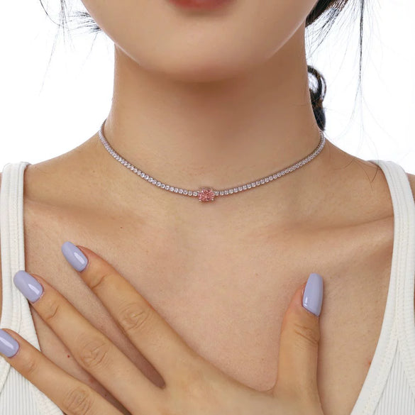 Women's 925 Silver Geometric Light Luxury Style Electroplated Clavicle Chain Necklace