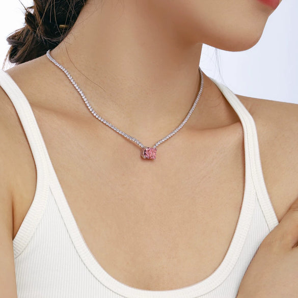 Women's 925 Silver Geometric Light Luxury Style Electroplated Clavicle Chain Necklace