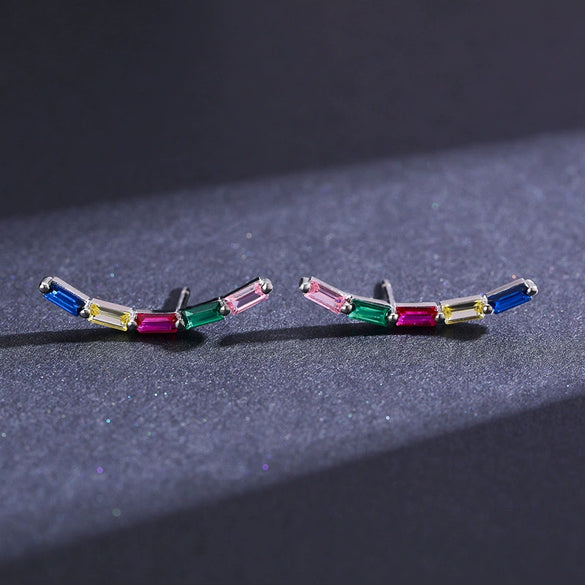 Women's 925 Silver Geometric Microinlay Niche Design Earrings