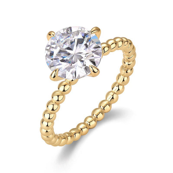 Women's 925 Silver Geometric Moissanite Inlay Ring