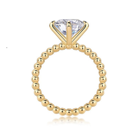 Women's 925 Silver Geometric Moissanite Inlay Ring