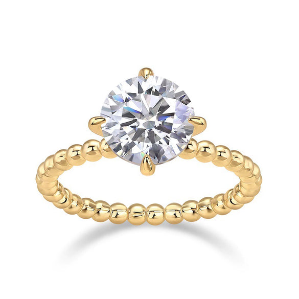 Women's 925 Silver Geometric Moissanite Inlay Ring