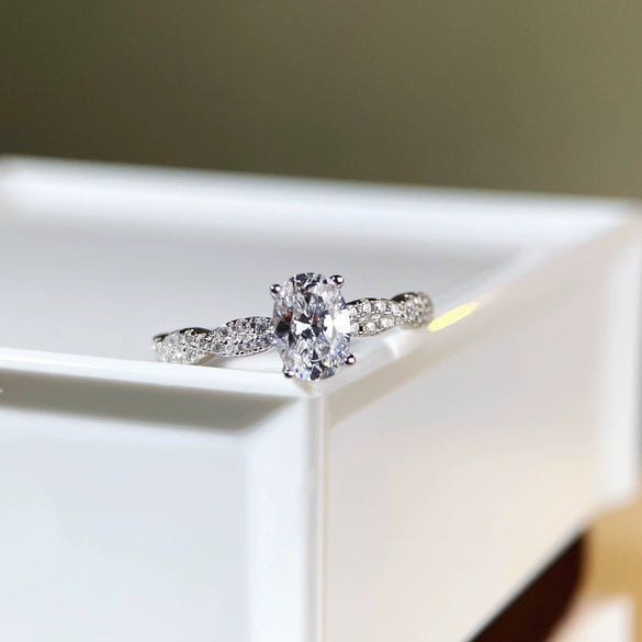 Women's 925 Silver Geometric Moissanite Ring