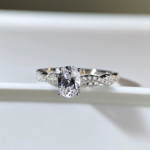 Women's 925 Silver Geometric Moissanite Ring