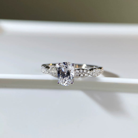 Women's 925 Silver Geometric Moissanite Ring