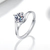 Women's 925 Silver Geometric Open Ring With Four Claw Inlay Electroplated Simple Fashion Jewelry
