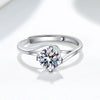 Women's 925 Silver Geometric Open Ring With Four Claw Inlay Electroplated Simple Fashion Jewelry