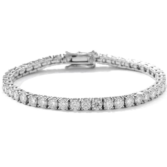Women's 925 Silver Geometric Tennis Chain Moissanite Bracelet With Diamond Design