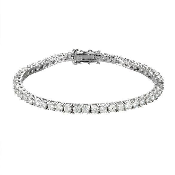Women's 925 Silver Geometric Tennis Chain Moissanite Bracelet With Diamond Design