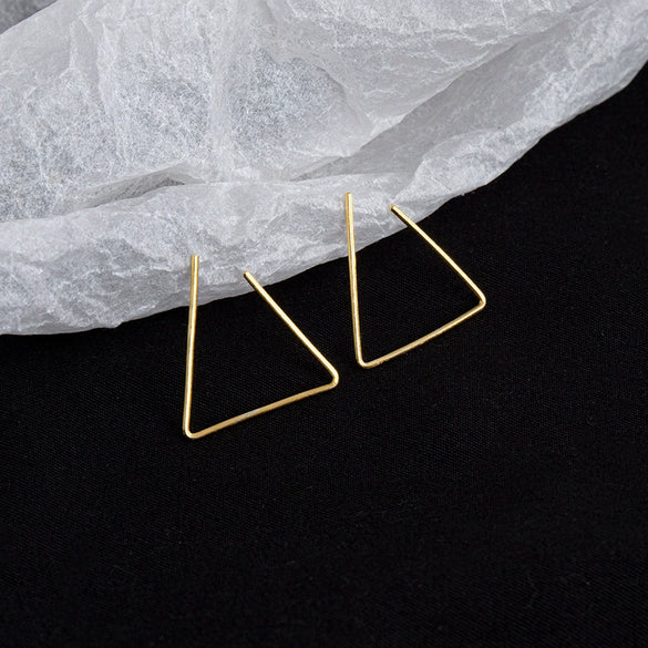 Women's 925 Silver Geometric Triangle Earrings With Electroplated Finish Simple Minimalist Style