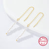 Women's 925 Silver Geometric Ushaped Natural Style Rice Beads Shell Beads Long Tassel Earrings