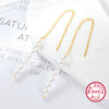 Women's 925 Silver Geometric Ushaped Natural Style Rice Beads Shell Beads Long Tassel Earrings